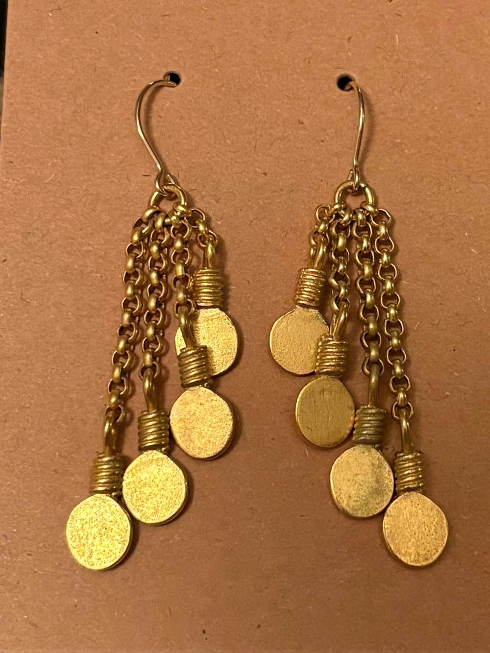 Omma BMCo Gold Tone Multi-Chain Coin Dangle Earrings, Bohemian Design